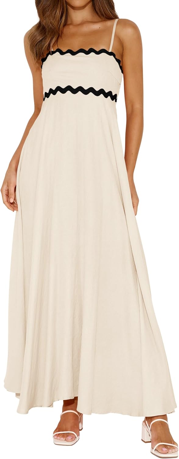 Robe longue maxi femme bretelles spaghetti — smockée bohème été plage – Image 4